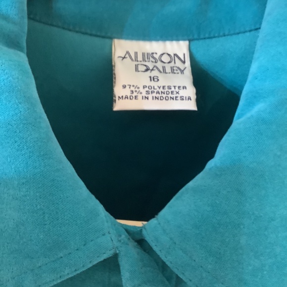 ALLISON DALEY Jacket Shacket long sleeve Shirt Size 16 GreenBlue - Picture 2 of 3